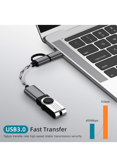 USB 3.0 OTG To Type C + Micro USB Data Şarj Çevirici Dönüştürücü