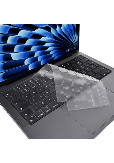 Novstrap Apple Macbook Air 15 İnç A2941 M2 Çip İle Uyumlu Parlak Kılıf + Şeffaf Klavye Kılıfı + Film