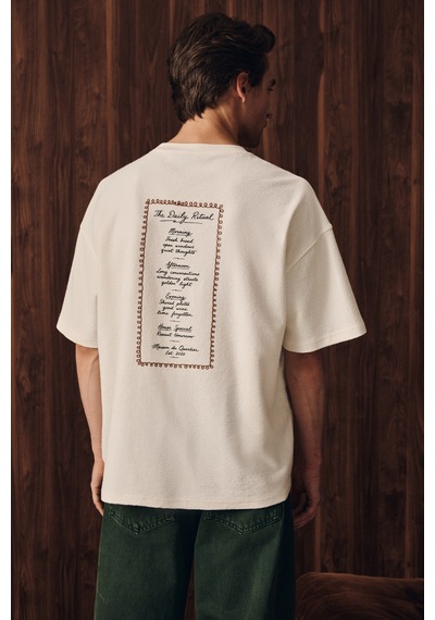 Grimelange Elan Erkek Baskılı Ve Nakışlı Ekru T-shirt