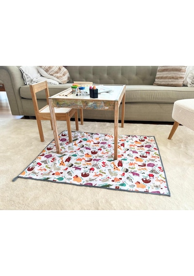 Zoo Sıvı Geçirmez Mama Sandalyesi Altı İçin Yer Örtüsü, Masa Örtüsü, Makinada Yıkanabilir, 145x180 Cm