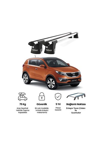 Trio-ıı Kia Sportage 2010 -2014 Uyumlu Kilitli Ara Atkı 135cm Port Bagaj Tavan Barı