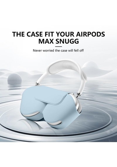 Apple Uyumlu AirPods Max İle Uyumlu Koruyucu Kılıf, Pu Deri, Mıknatıslı Kapama, Sleep Mode Destekli, Çizilmez Açık Mavi