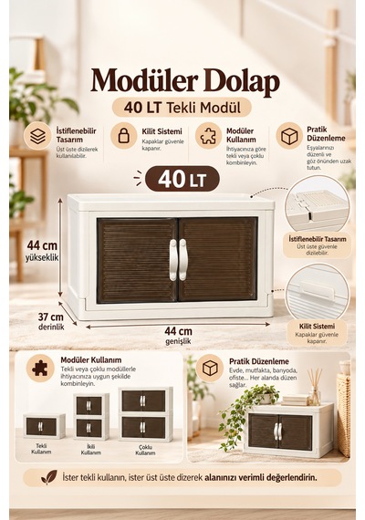 Porsima Modüler Tekerlekli 4 Katlı İstiflenebilir Dolap Beyaz 160 Lt Çok Amaçlı Depolama Dolabı