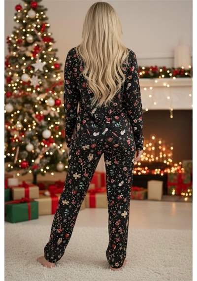 Siyah İnci Yumuşak Dokulu Süet Düğmeli Örme Pijama Takım 7984 Siyah Yılbaşı Siyah İnci Yumuşak Dokulu Süet Düğmeli Örme Pijama Takım 7984 Siyah Yılbaşı