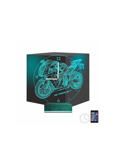 Luvivia Motor Motorsiklet Motorcu Hediye Kişiye Özel Saatli 3d Lamba - Masa Gece Lambası Şeffaf