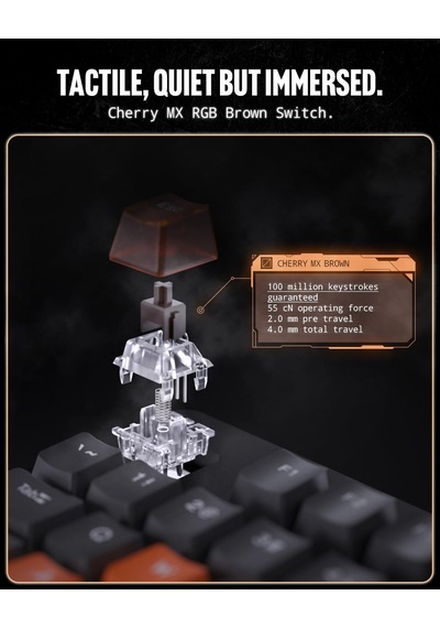 Arcplay Rgb Kablolu Mekanik Gaming Klavye Oyuncular İçin Tasarlandı Multi-fonksiyon Ses Ayarı Cherry Mx Brown Switch / 8000 Hz Ingilizce Q - App06427