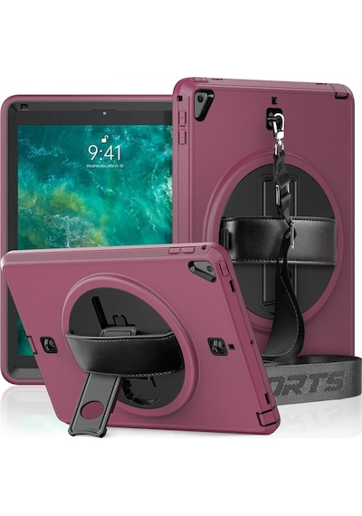Ilkeshop Newface İpad 5 Air 9.7 Kılıf Strap-c Otterbox Tablet Kapak - Mürdüm