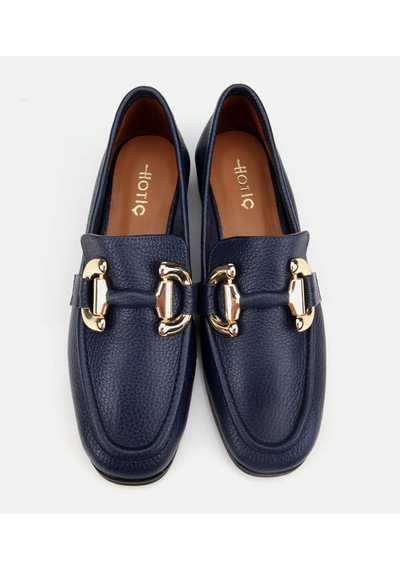 Hotiç Kadın Deri Lacivert Tokalı Klasik Loafer