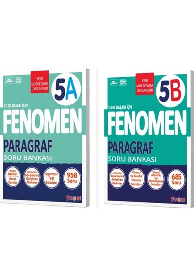Fenomen 5. Sınıf Paragraf A + B Soru Bankası Seti 2 Kitap Fenomen