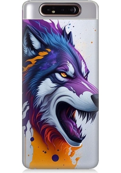 Samsung Galaxy A80 Uyumlu Kızgın Savaşçı Kurt Desenli Silikon Kılıf