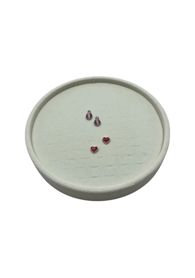Silindir Model Süet Kumaş Gri Renk 20/20 Cm Batırmalı Küpe-piercing Tablası Krem