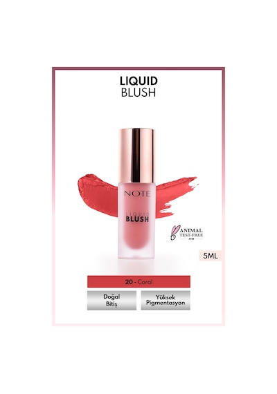 Note Cosmetique Liquid Blush Nemlendirici Etkili Likit Allık - 20 Coral