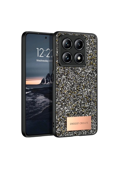 Onegif Xiaomi Mi 14t Pro Bright Simli Kapak - Gümüş 0.2M-Çok Renkli
