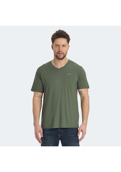 Slazenger KRAKKER Erkek V Yaka Haki Tişört