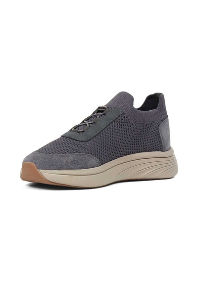 Erkek Gri Kalın Tabanlı Deri Sneaker