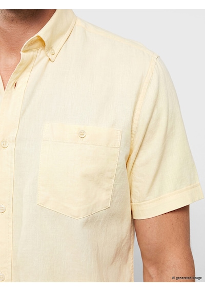 Lcwaıkıkı Classic Sarı Regular Fit Keten Karışımlı Erkek Gömlek