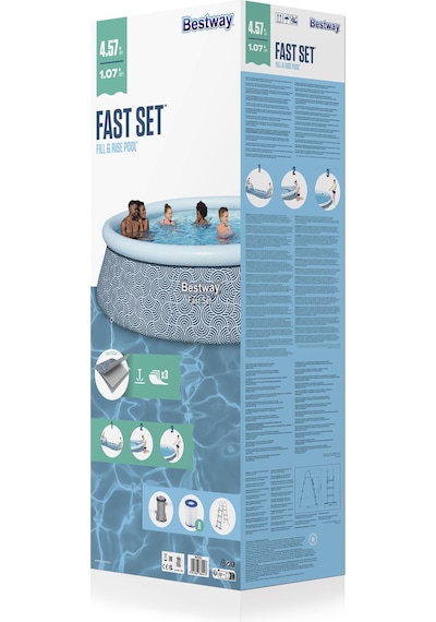 Bestway 57372 Fast Set Çember Şişme Havuz Seti 4,57 M X 1,07 M Mavi - Beyaz