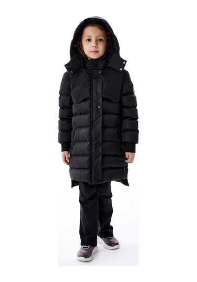 Kız Çocuk Kapüşonlu Kışlık Şişme Mont 51356 Siyah
