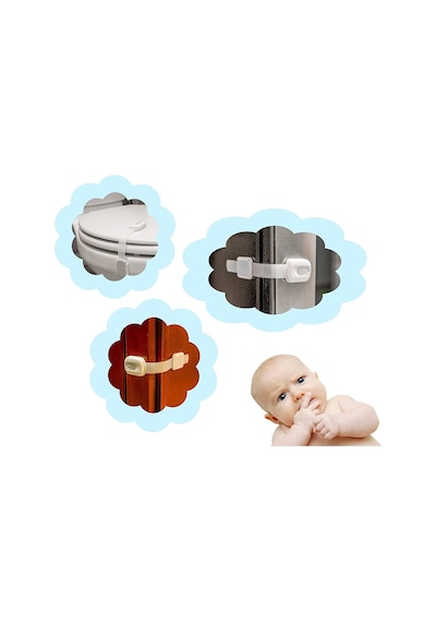 Kidkid Çekmece Dolap Kilidi Plastik Çocuk Kilidi 5 Adet Beyaz