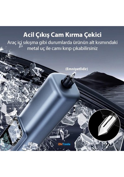 Zhltools St-5530 Dijital Şarjlı Araç Lastik Hava Şişirme Pompası Power Bank Penere Kırıcı
