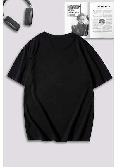 Unisex Kadın Erkek Sevimli Tavşan Ve Tilki Sevgili Çift Kombini Tasarım Oversize Tshirt 2'li Siyah Mck0122 Siyah
