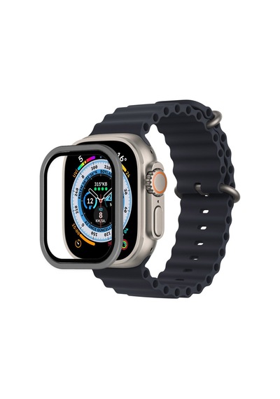 Watch Ultra 49mm Alüminyum Kasa Cam Ekran Koruyucu - Gri Diğer