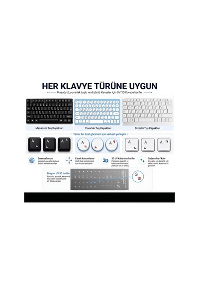 Korece Klavye Etiketi 3d Uv Kabartmalı 46 Adet Şeffaf Sticker Notebook Ve Masaüstü Uyumlu Korece Klavye Etiketi 3d Uv Kabartmalı 46 Adet Şeffaf Sticker Notebook Ve Masaüstü Uyumlu