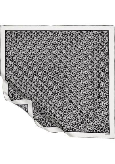 İpekevi Twill İpek Eşarp - Typo Monogram - Siyah Beyaz - Siyah Beyaz