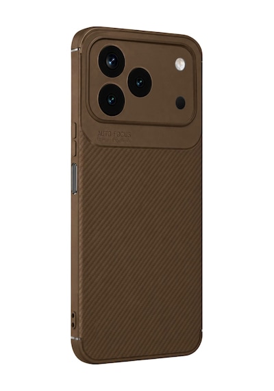 Tecno Spark 50 4g Kılıf Karbon Silikon Case Kahverengi
