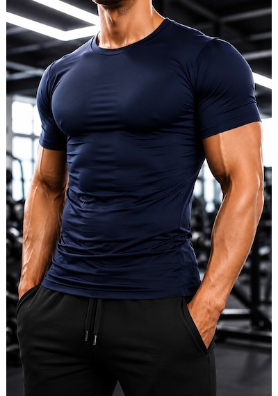 Sapeur Erkek Premium Dar Compression Tişört - Esnek Ve Nefes Alan, Spor & Günlük Tişört Lacivert