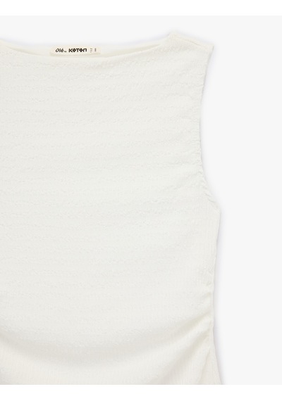 Koton Bürümcük Kolsuz Dik Yaka Midi Bodycon Elbise Ekru 6sal80003ık