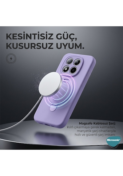 Microsonic Apple iPhone Uyumlu 15 Pro Max Kılıf Aura Stant Magsafe Gri -