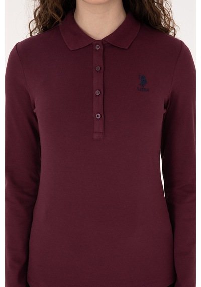 U.S. Polo Assn. Kadın Bordo Basic Polo Yaka Sweatshirt 50317627-VR177
