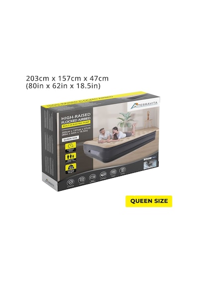 Terravıta Queen Size Yüksek Şişme Yatak Kendinden Elektrikli 203 x 157 x 47 CM 24042 Lacivert