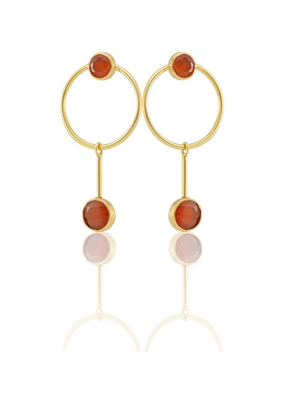 Kadir Jewellery 22 Ayar Altın Kaplama Kadın Sallantılı Küpe -el İşçiliği Ve Hipoalerjenik Küpe Kırmızı 17329468