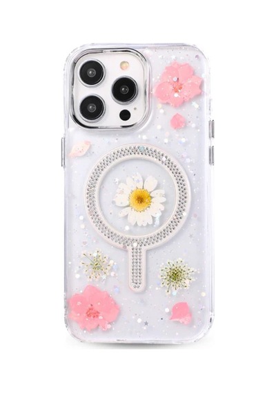 İphone 14 Pro Max Uyumlu Flower Magsafeli Yeni Tasarım Kılıf - Pembe