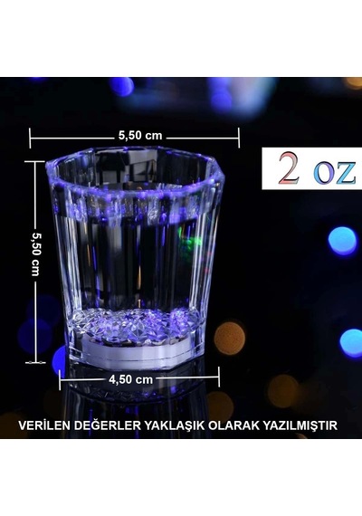 Populermarketim - Renkli Led Parlayan Fiber Optik Glow Işıklı Bardak 5,5 X 5,5 Cm Standart