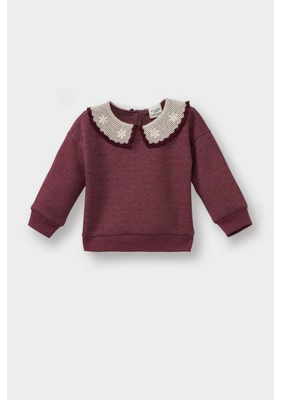 Defacto Kız Bebek Büyük Yaka Nakışlı Sweatshirt G4157a525aubr204 Bordo-br204