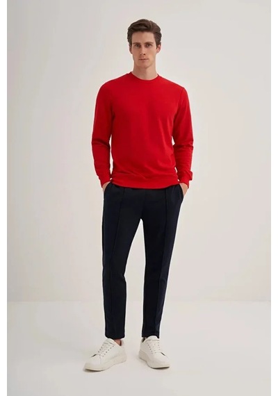 Cazador Slim Fit Mevsimlik 3 İplik Pamuk Karışımlı Sweatshirt-56100 Kırmızı