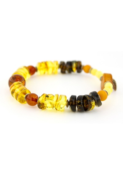 Kehribar Bileklik Özel Tasarım Ambergold Blk23-65 Çok Renkli