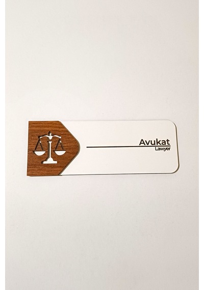 Avukat Odası Kapı Tabelası Kişiselleştirilebilir Mdf Ofis Oda İsimliği 19x7 Cm
