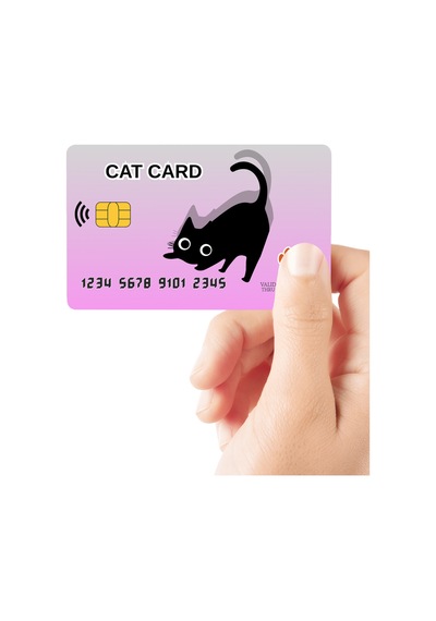 Cat Card Pembe Parlak Kredi/banka Kart Kaplama Sticker Standart