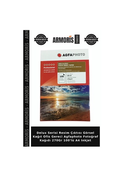 Delux Serisi Resim Çıktısı Görsel Kağıt Ofis Gereci Agfaphoto Fotoğraf Kağıdı 270gr 100'lü A4 Inkjet