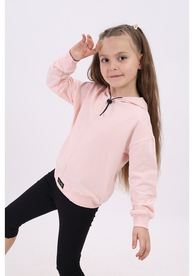 Toontoy Kız Çocuk Oversize Kapüşonlu Düşük Omuz Baskılı Nervürlü Sweatshirt - 2 İplik Pudra Toontoy Kız Çocuk Oversize Kapüşonlu Düşük Omuz Baskılı Nervürlü Sweatshirt - 2 İplik Pudra