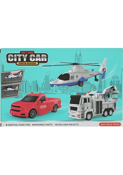 Cıty Car Helikopter Ve Kamyon 2 Li Araç Seti Beyaz Kamyon