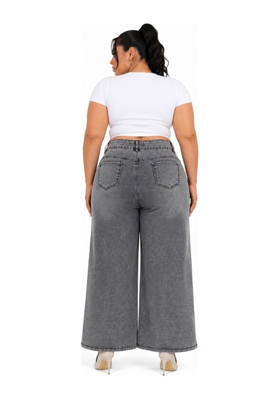 Zanessi Büyük Beden Denim Taşlı Yüksek Bel Ön Cep Detaylı Taşlı Bol Paça Kadın Pantolon Siyah Zanessi Büyük Beden Denim Taşlı Yüksek Bel Ön Cep Detaylı Taşlı Bol Paça Kadın Pantolon Siyah