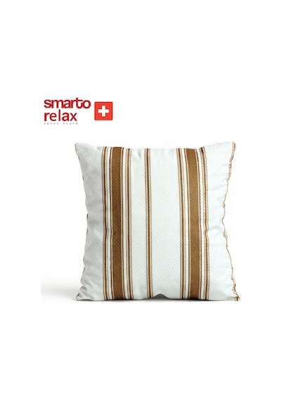 Smarto Relax Içi Dolgulu Kırlent 45x45 Cm Kare Salon & Berjer Kırlenti Beyaz - Kahverengi
