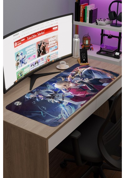 Thoma Genshin Impact Anime Oyuncu V4 - 90x40 Xxl Gaming Mouse Pad Fare Altlığı