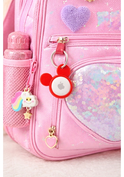 Mickey Mouse Airtag Uyumlu Anahtarlık Çanta & Anahtar Takip Aparatı Beyaz