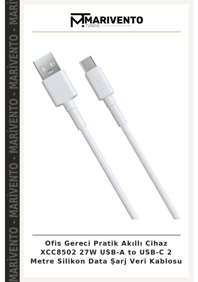 Ofis Gereci Pratik Akıllı Cihaz Xcc8502 27w Usb-a To Usb-c 2 Metre Silikon Data Şarj Veri Kablosu